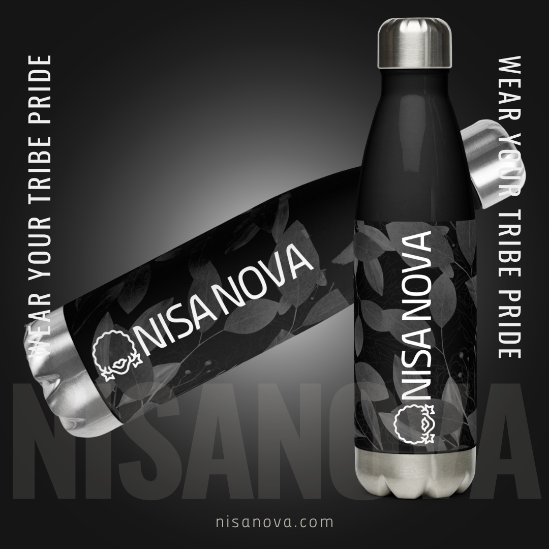 NisaNova Black Stainless Steel Water Bottle