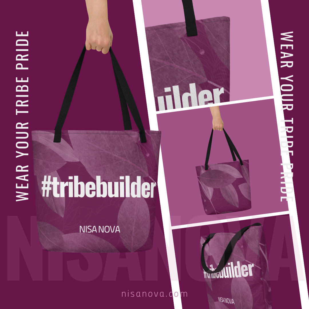 NisaNova Purple All-Over Print Large Tote Bag