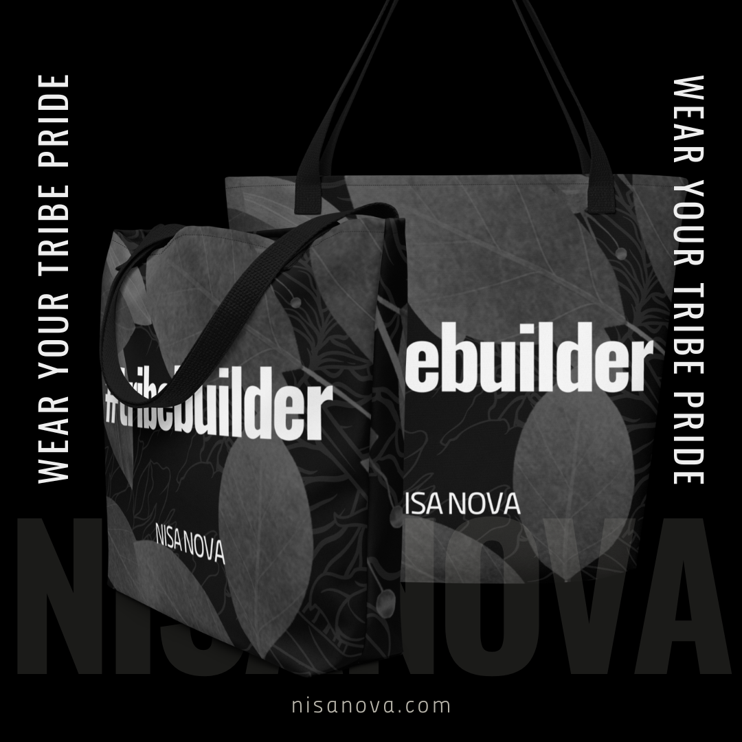 NisaNova Black All-Over Print Large Tote Bag