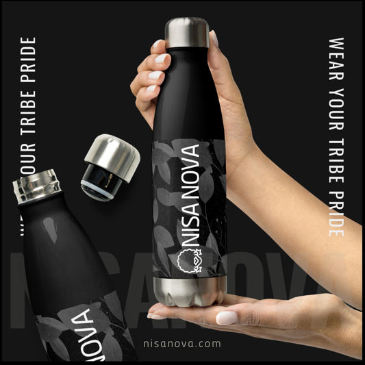 NisaNova Black Stainless Steel Water Bottle