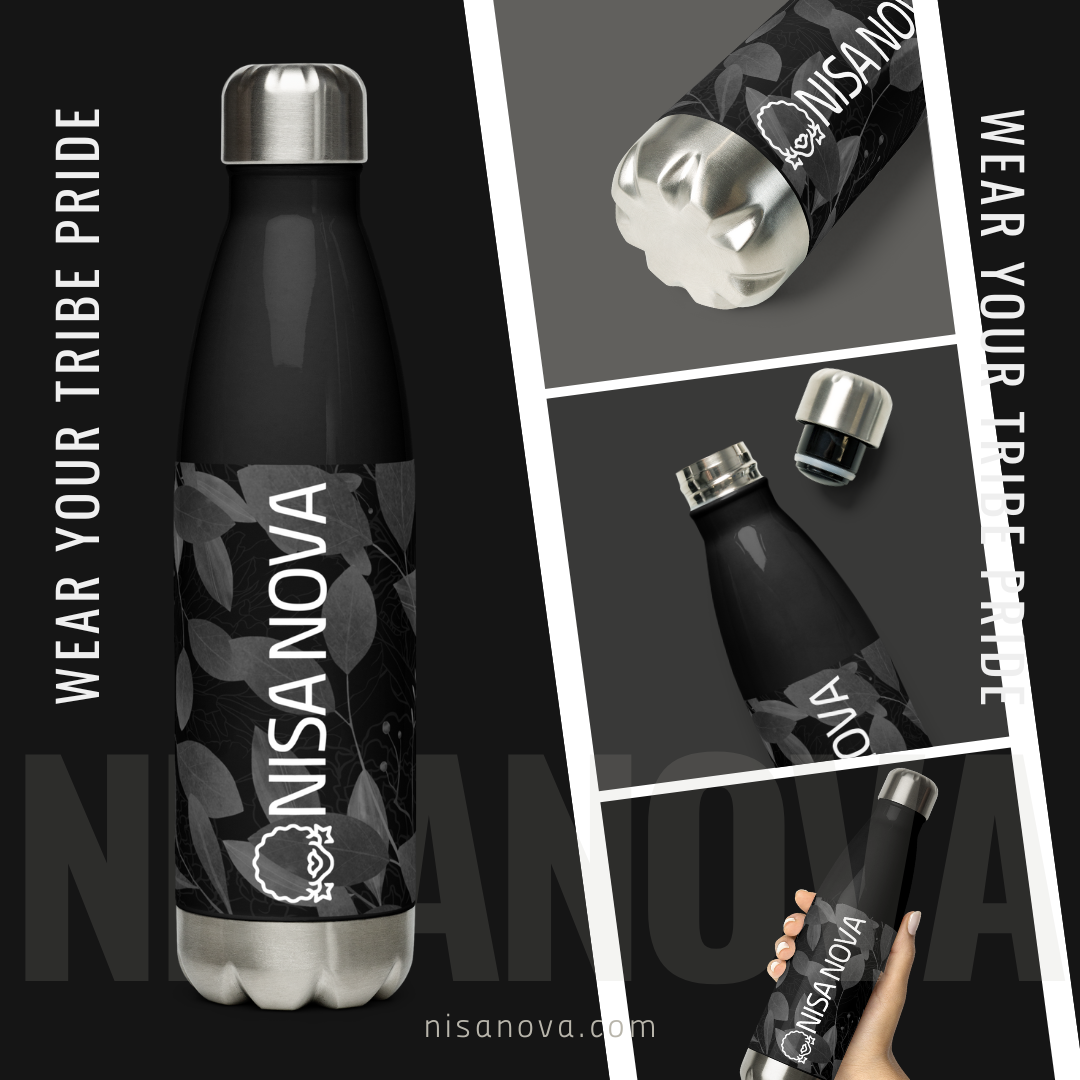 NisaNova Black Stainless Steel Water Bottle