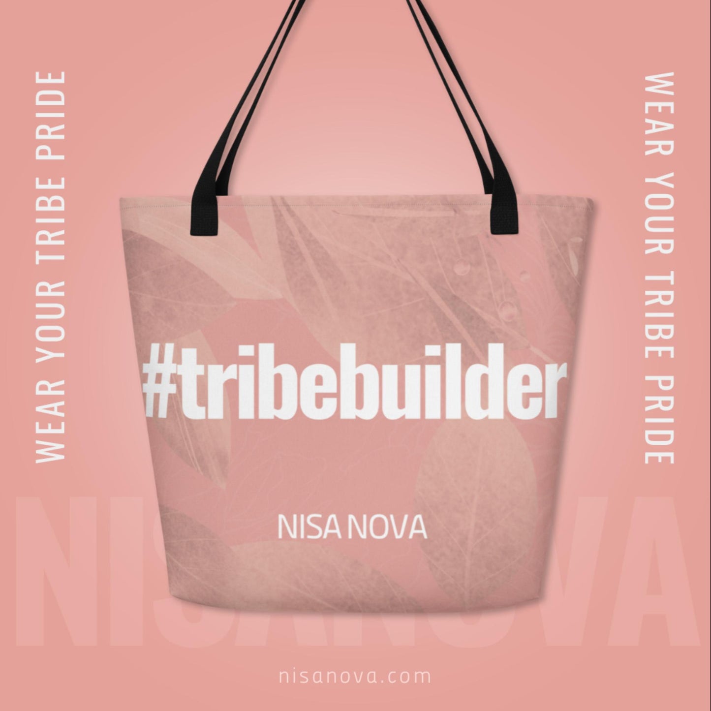 NisaNova Pink All-Over Print Large Tote Bag
